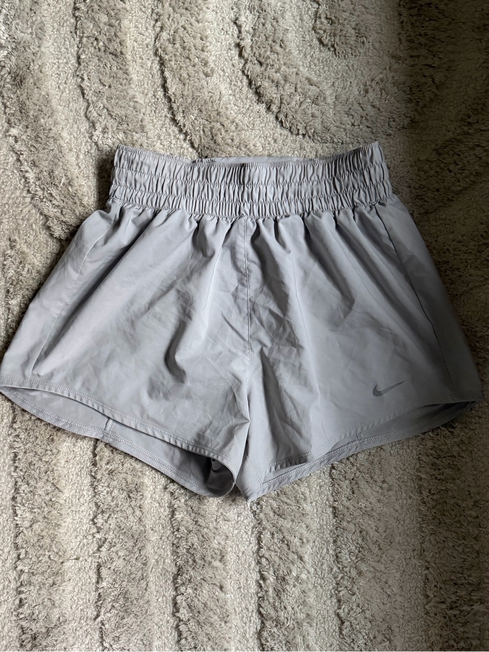 Nike Light Gray High-Waist Athletic Running Shorts